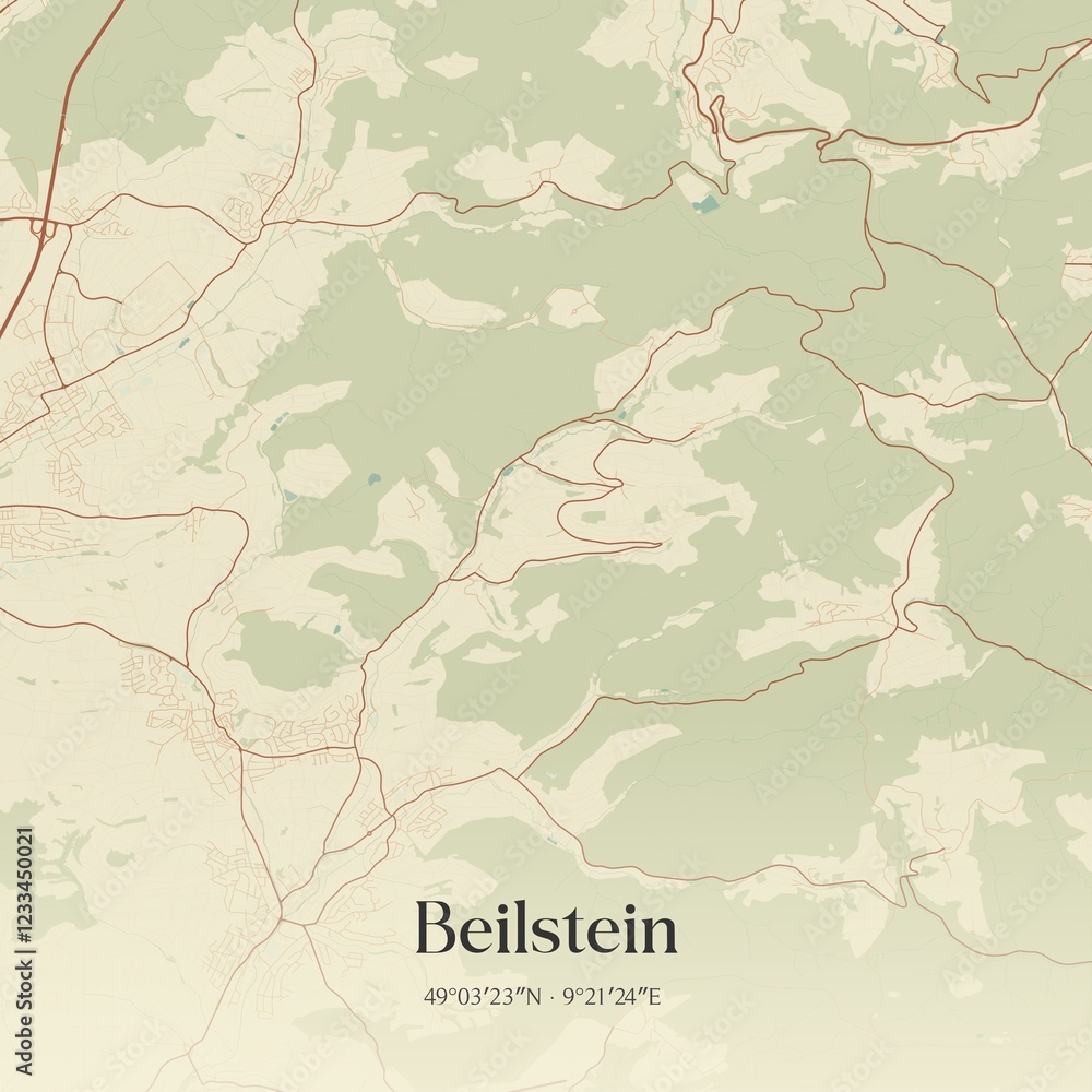 Obraz premium Vintage map of Beilstein, Germany.