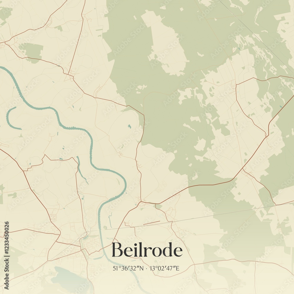 Fototapeta premium Vintage map of Beilrode, Germany.