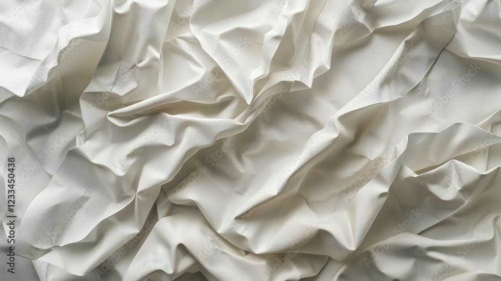 Obraz premium A close-up of crumpled, textured white fabric creating a soft, flowing appearance.