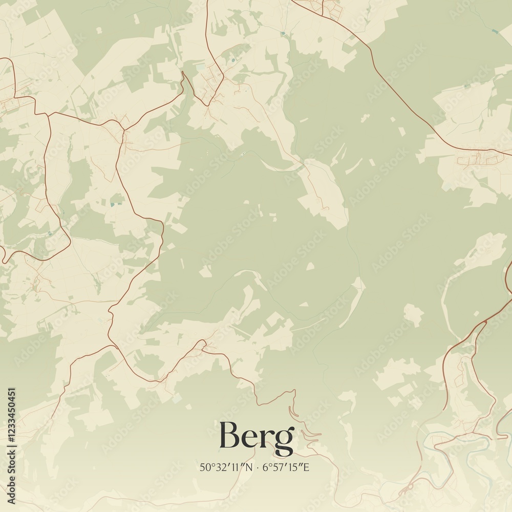 Fototapeta premium Vintage map of Berg, Germany.