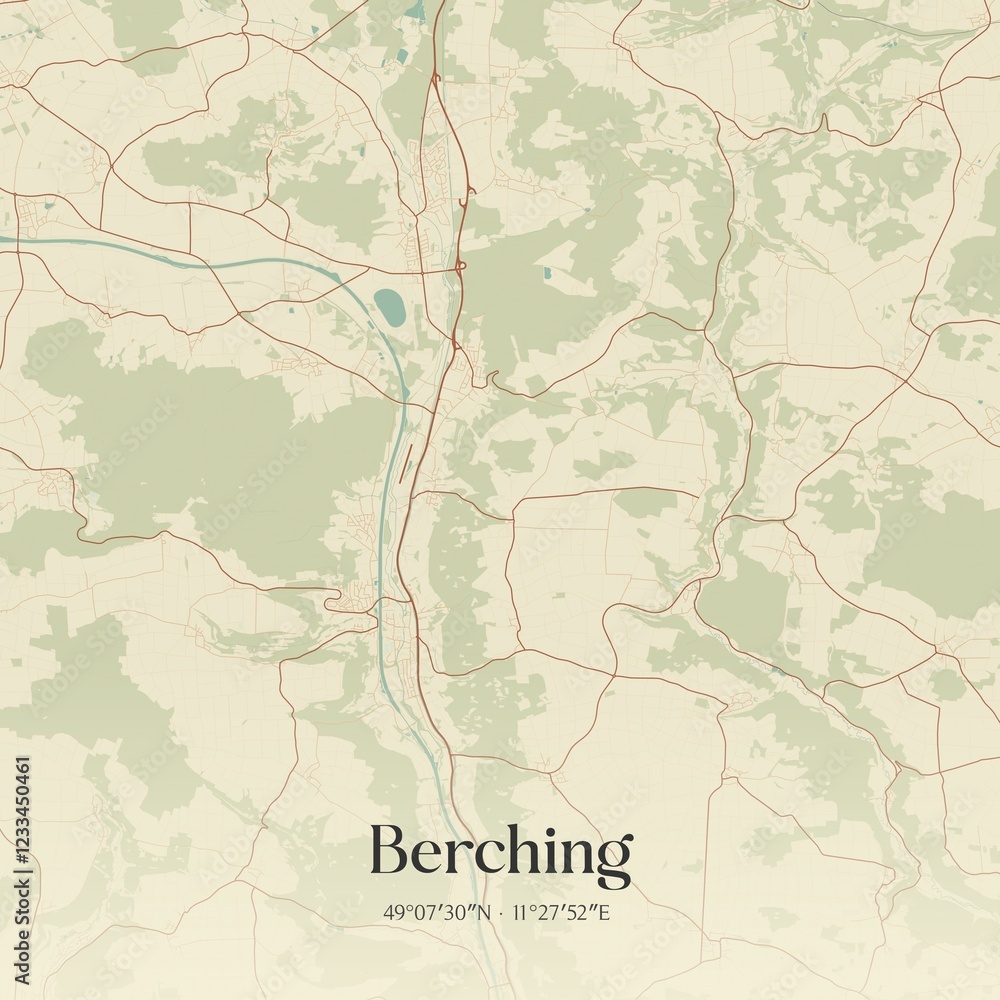 Naklejka premium Vintage map of Berching, Germany.