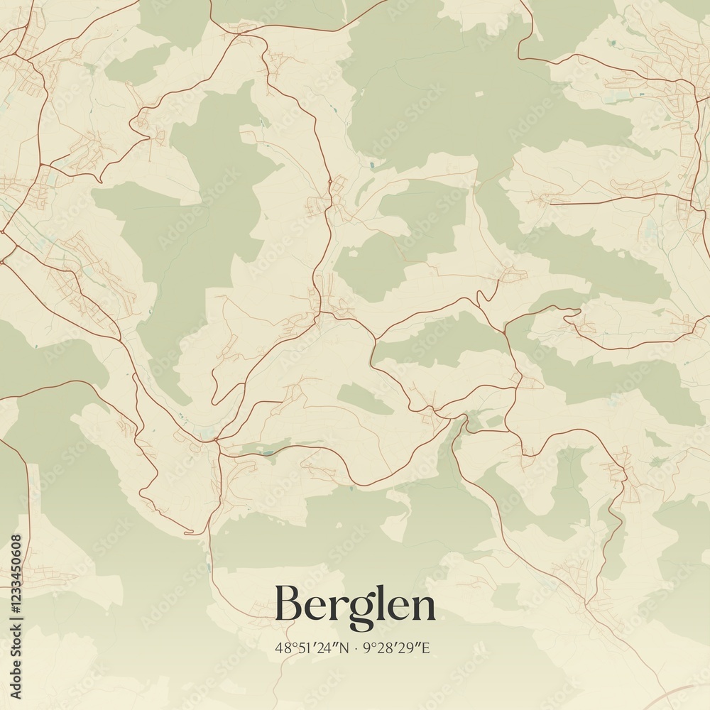 Obraz premium Vintage map of Berglen, Germany.