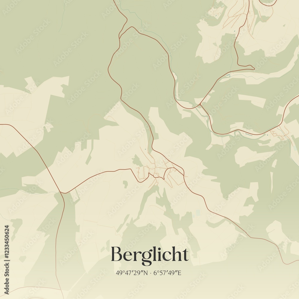Obraz premium Vintage map of Berglicht, Germany.