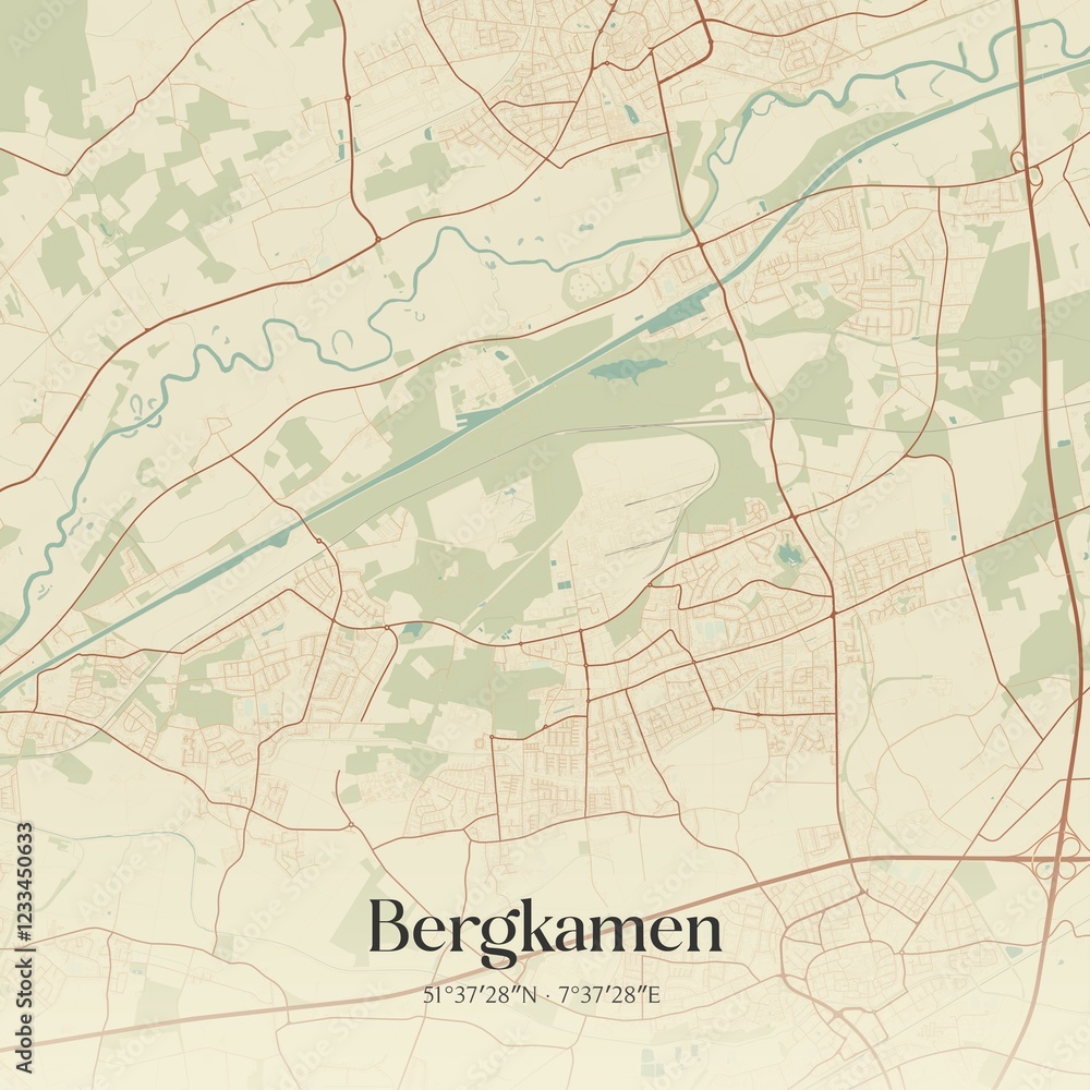 Naklejka premium Vintage map of Bergkamen, Germany.