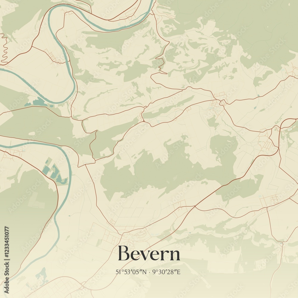 Naklejka premium Vintage map of Bevern, Germany.
