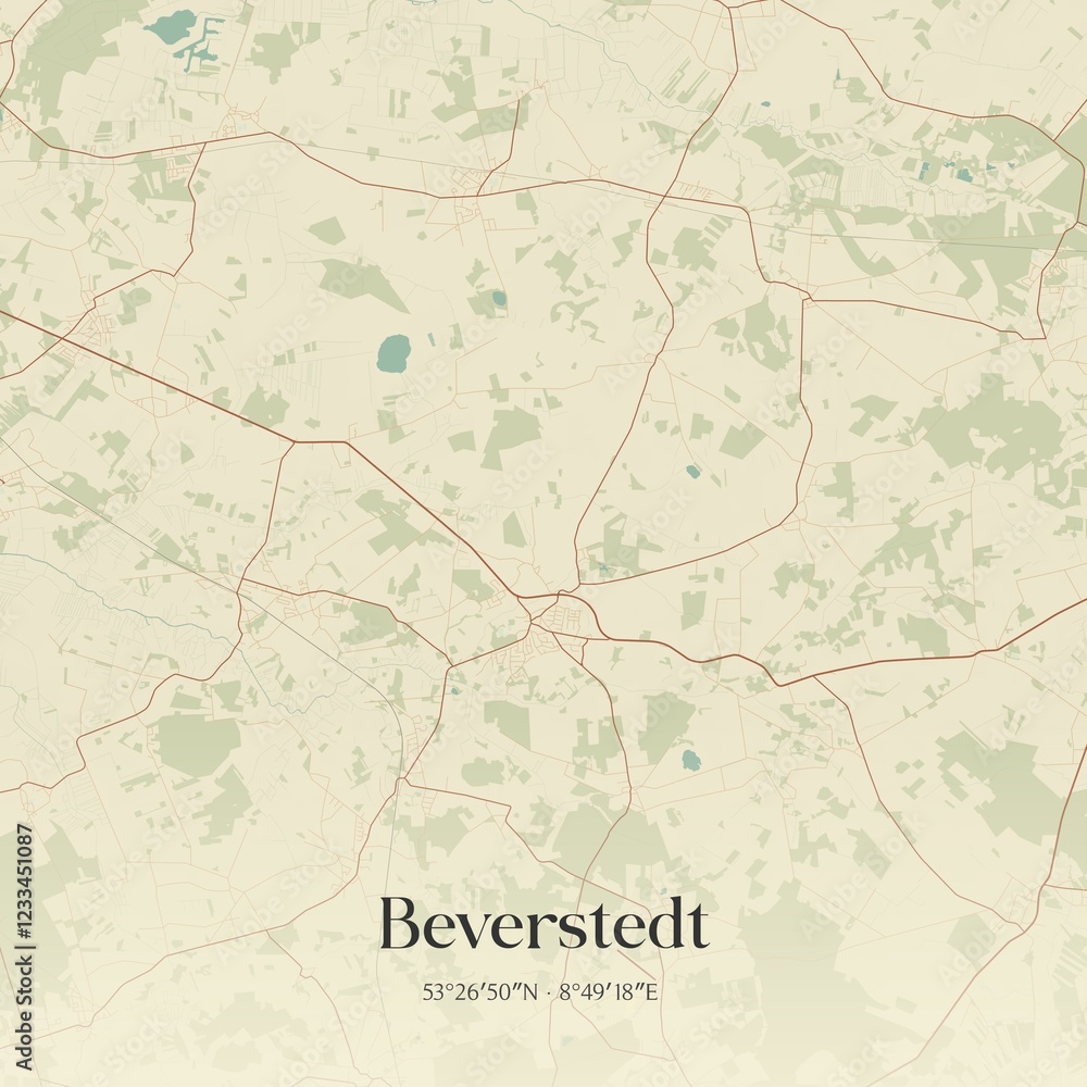 Obraz premium Vintage map of Beverstedt, Germany.