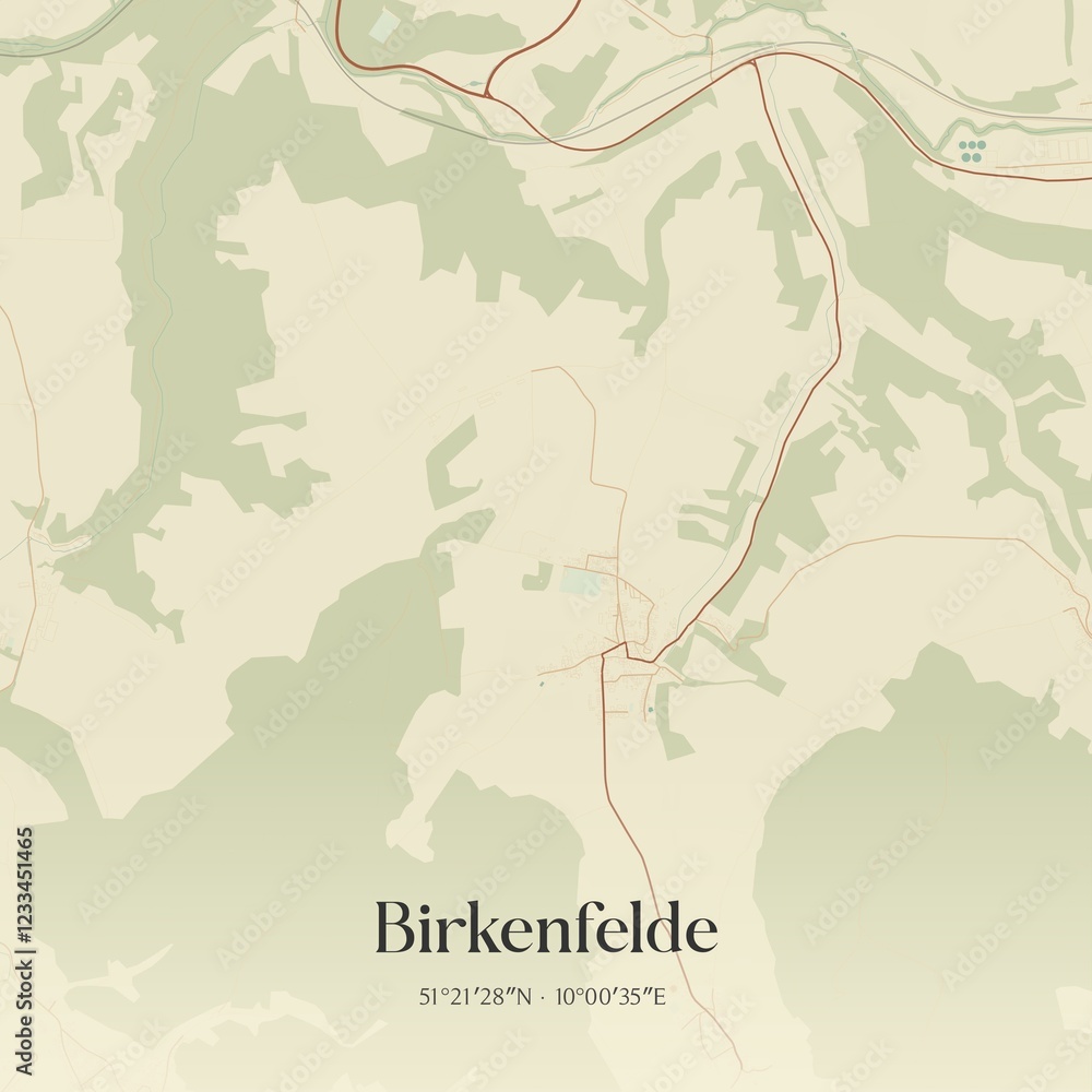 Obraz premium Vintage map of Birkenfelde, Germany.