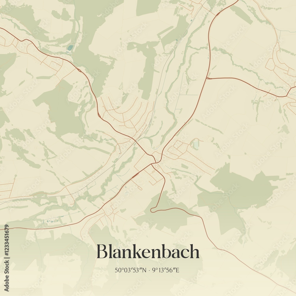 Obraz premium Vintage map of Blankenbach, Germany.