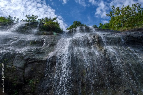 A waterfall during the monsoons near Pune India. Monsoon is the annual rainy season in India from June to September. photo