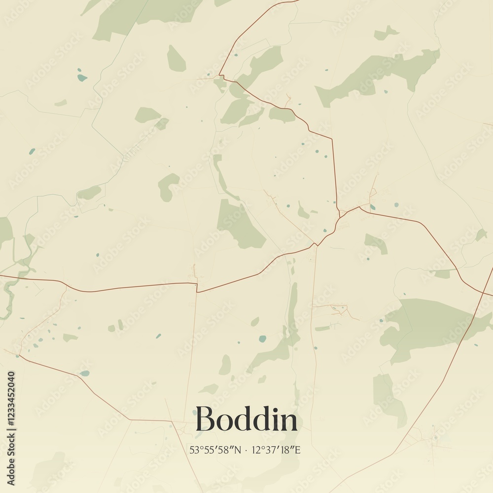 Fototapeta premium Vintage map of Boddin, Germany.