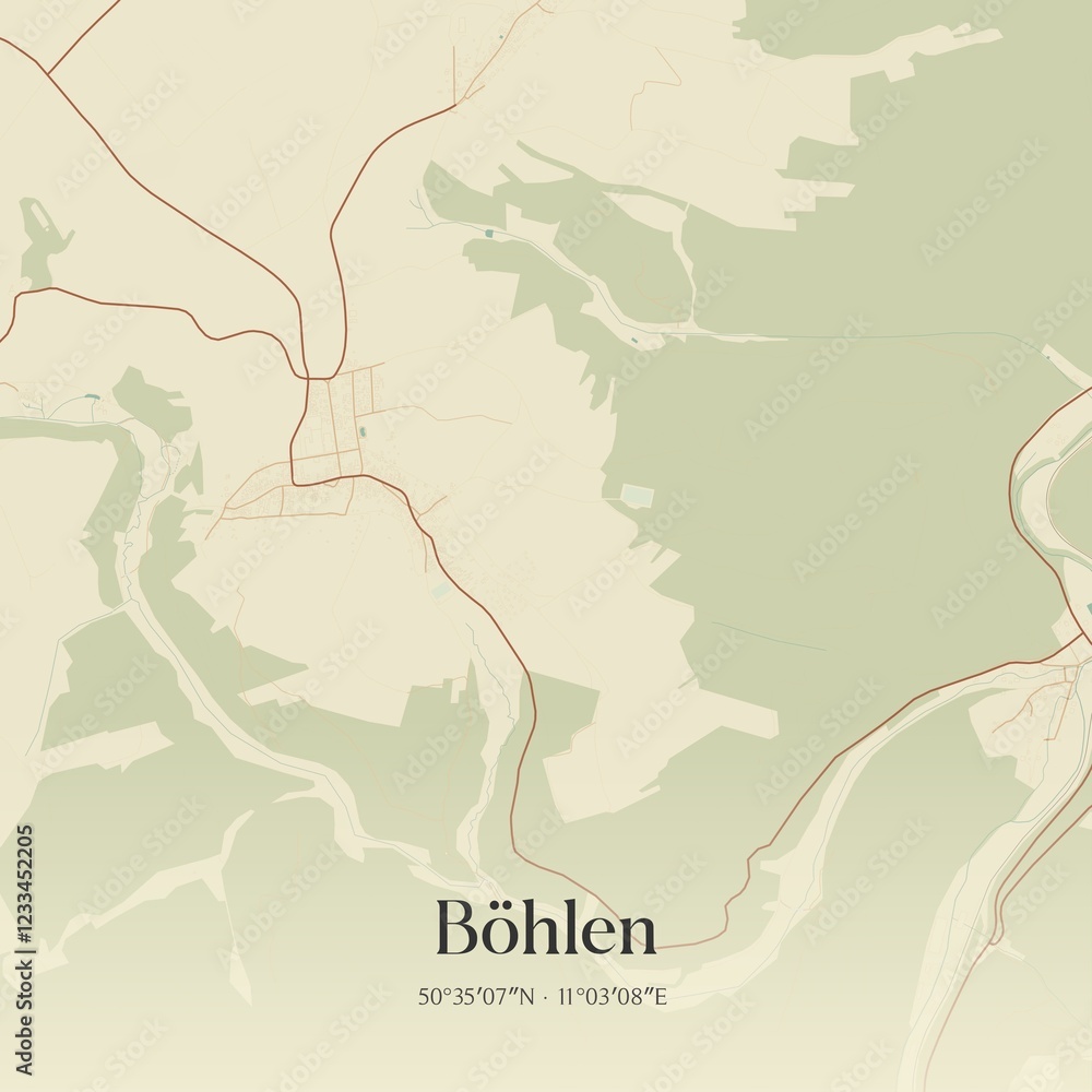 Obraz premium Vintage map of Bohlen, Germany.