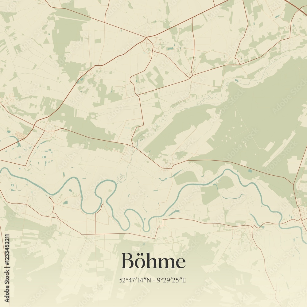 Naklejka premium Vintage map of Bohme, Germany.