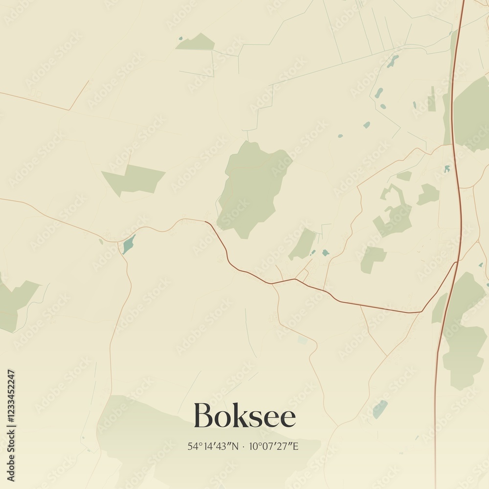 Fototapeta premium Vintage map of Boksee, Germany.