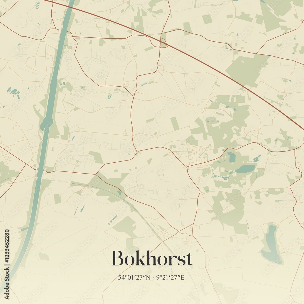 Naklejka premium Vintage map of Bokhorst, Germany.