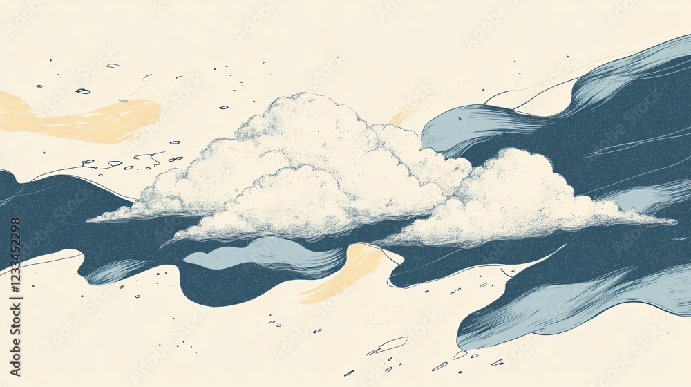 Obraz premium Handdrawn Cloud Connection Vector Illustration for Network Technology in Isolated Flat Design