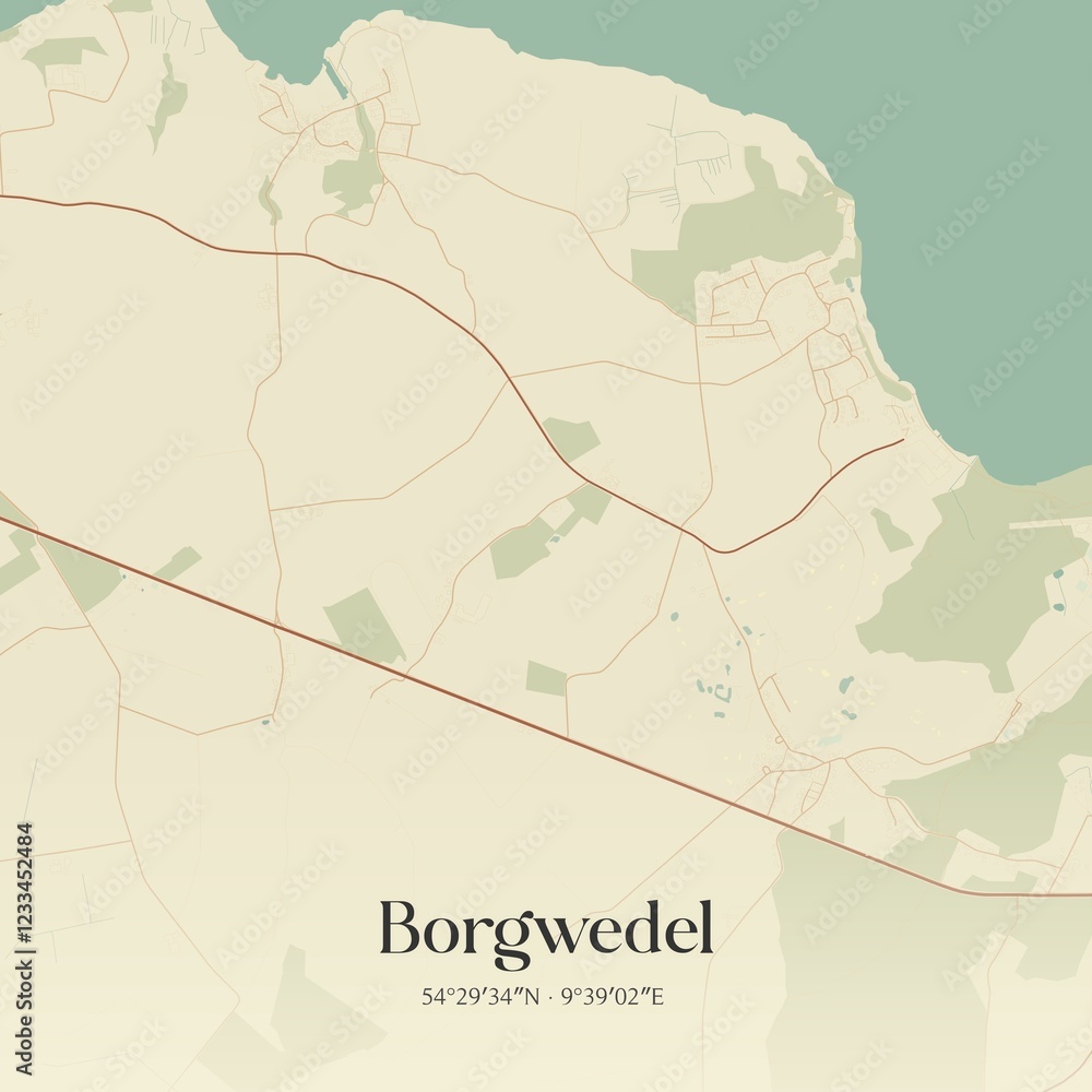 Fototapeta premium Vintage map of Borgwedel, Germany.