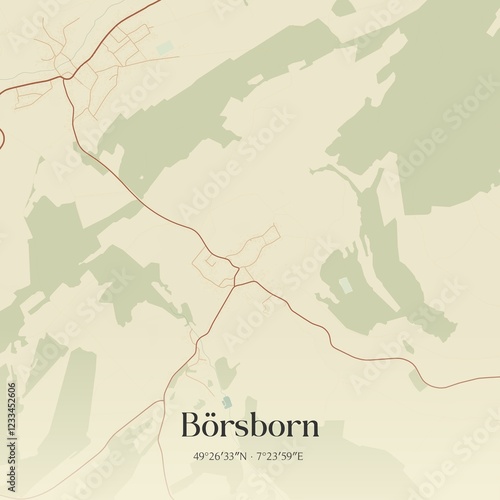 Vintage map of Borsborn, Germany.