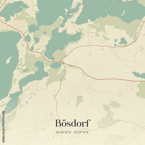 Vintage map of Bosdorf, Germany.
