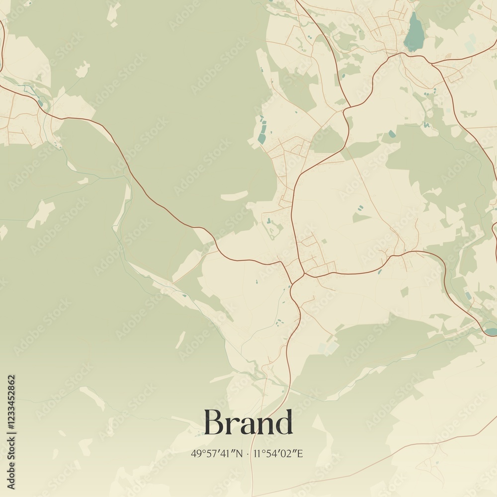 Fototapeta premium Vintage map of Brand, Germany.