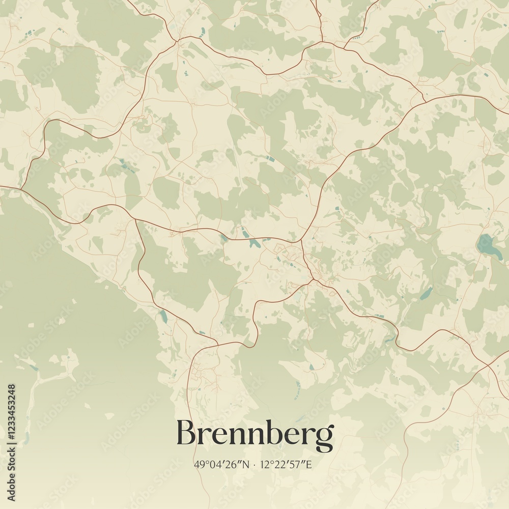 Fototapeta premium Vintage map of Brennberg, Germany.