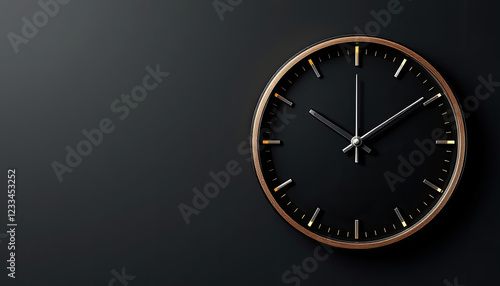 Wallpaper Mural Sleek Black and Wood Wall Clock on Dark Background Torontodigital.ca
