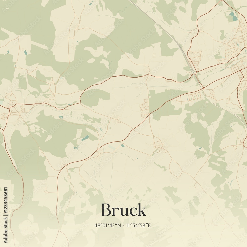 Obraz premium Vintage map of Bruck, Germany.