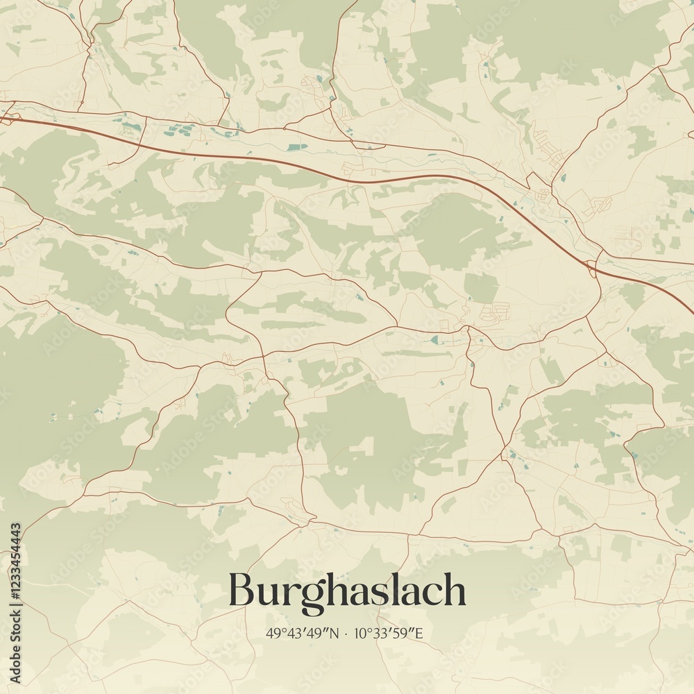 Obraz premium Vintage map of Burghaslach, Germany.