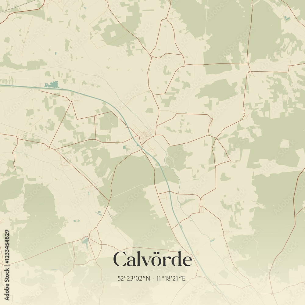 Fototapeta premium Vintage map of Calvorde, Germany.
