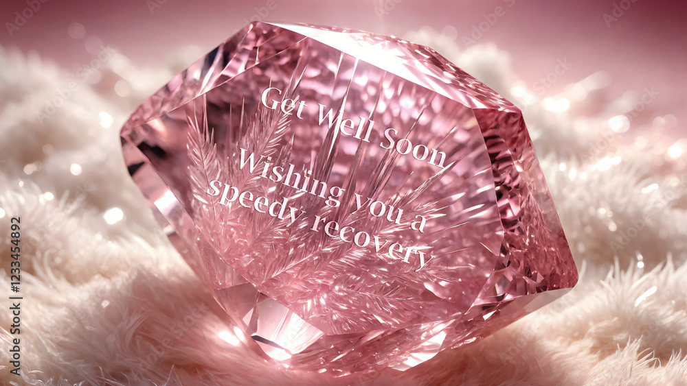 Obraz premium Get well soon. Pink crystal expresses wishes for a speedy recovery. 