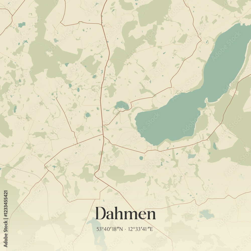 Obraz premium Vintage map of Dahmen, Germany.