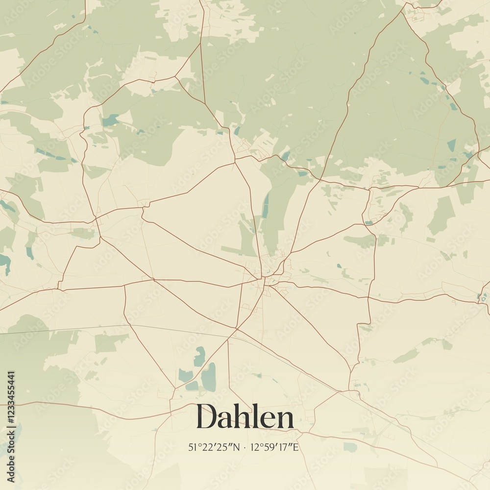 Fototapeta premium Vintage map of Dahlen, Germany.