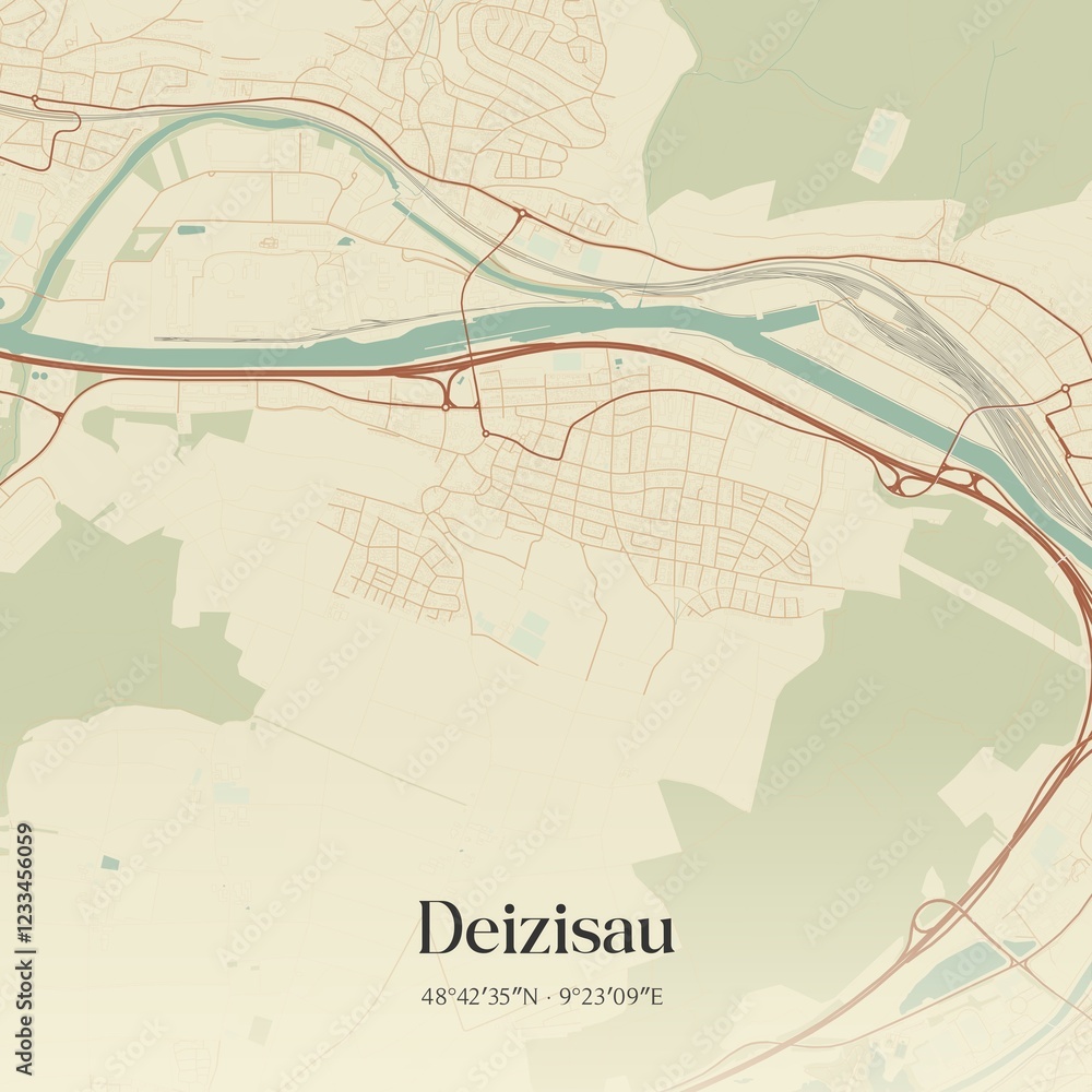 Obraz premium Vintage map of Deizisau, Germany.