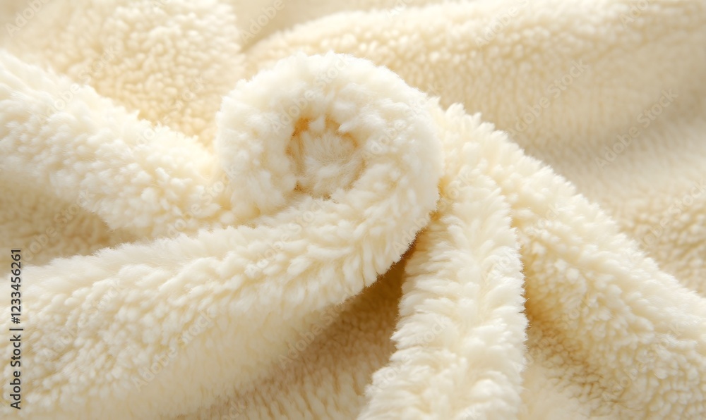 Cream sherpa fleece fabric texture, close-up; soft, cozy textile background for website or blog Cream sherpa fleece fabric texture, close-up; soft, cozy textile background for website or blog