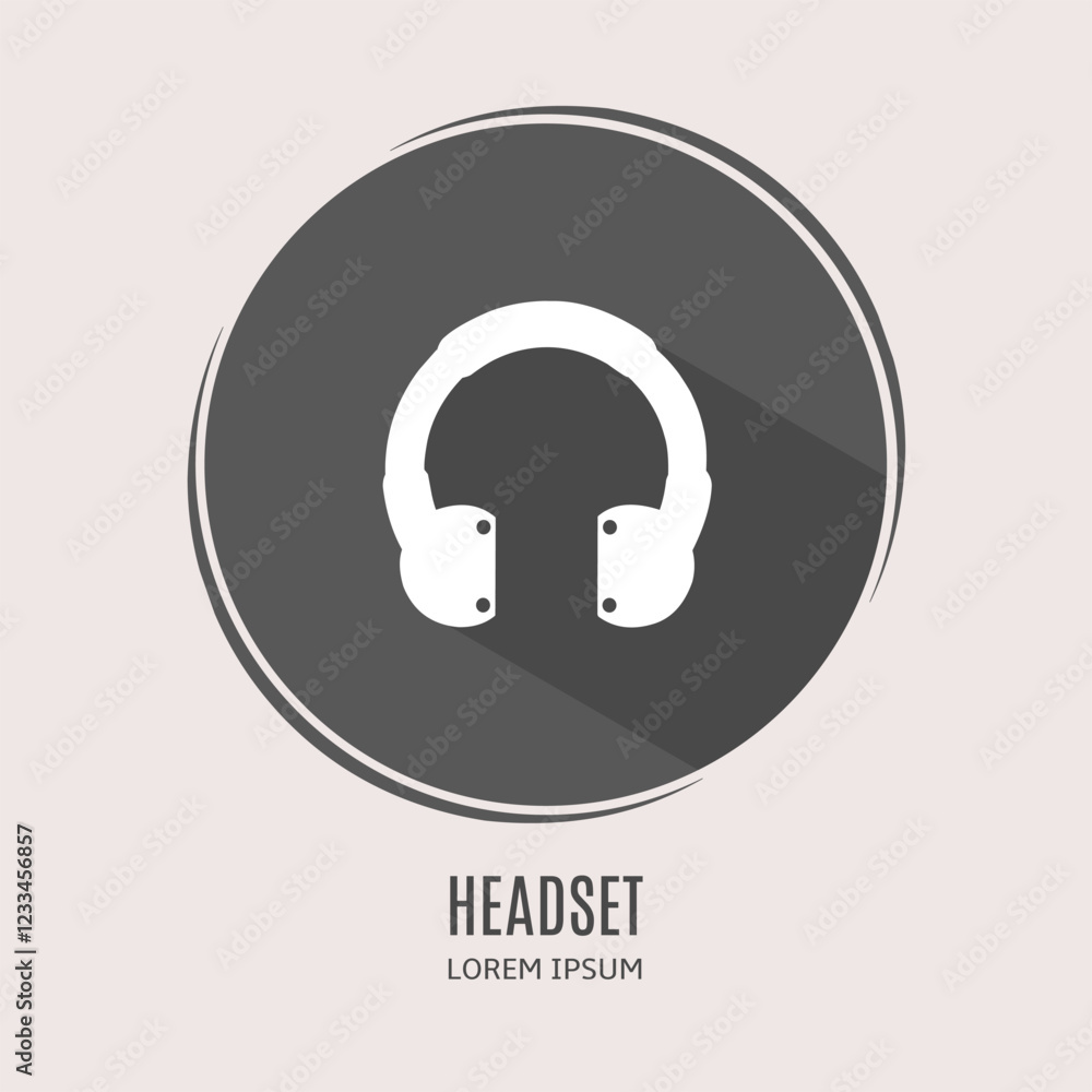 Symbol headset logo. Illustration of headset in flat. Stock vector. Symbol headset logo. Illustration of headset in flat. Stock vector.