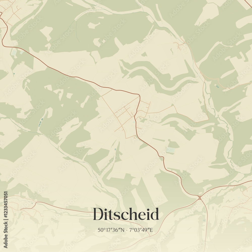 Fototapeta premium Vintage map of Ditscheid, Germany.