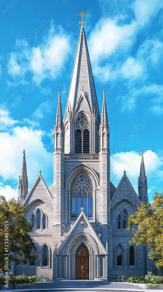 Gothic church under a blue sky Gothic church under a blue sky