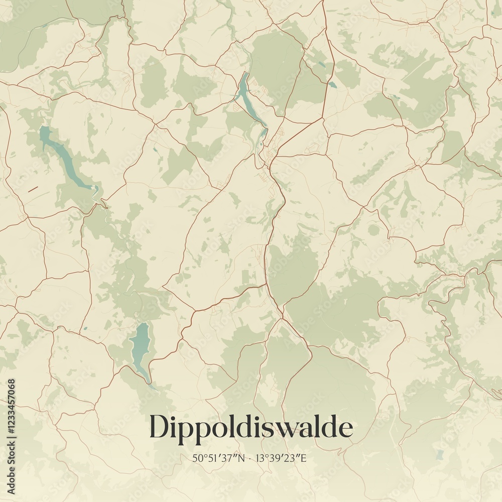 Fototapeta premium Vintage map of Dippoldiswalde, Germany.
