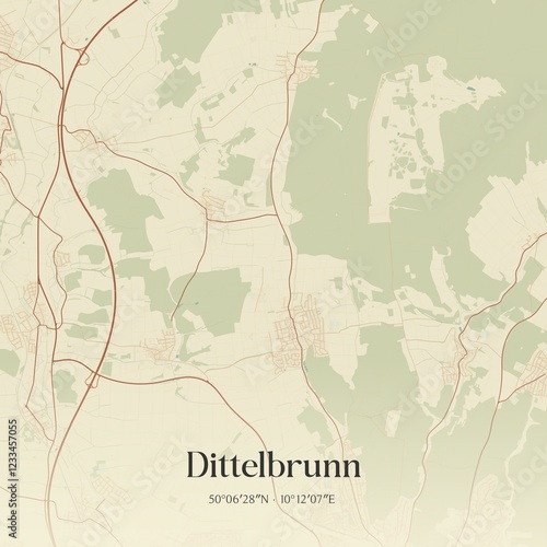 Vintage map of Dittelbrunn, Germany.