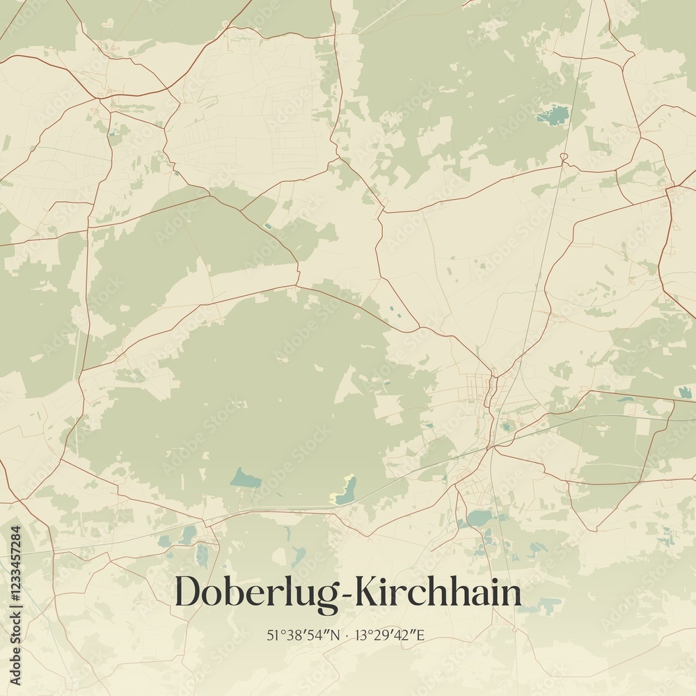 Fototapeta premium Vintage map of Doberlug-Kirchhain, Germany.