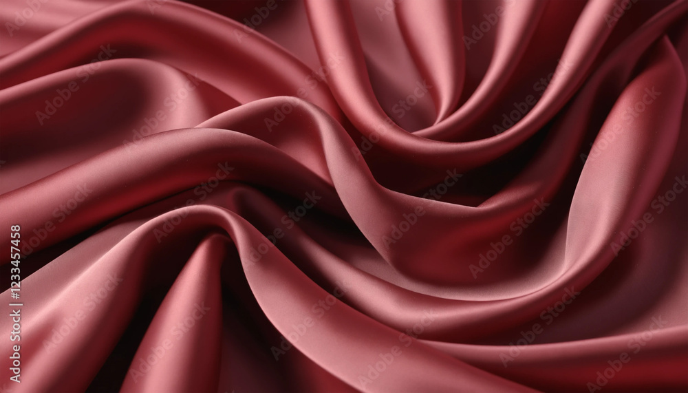 Fototapeta premium Burgundy Silk Drapery, Rich burgundy silk fabric draped in elegant folds.