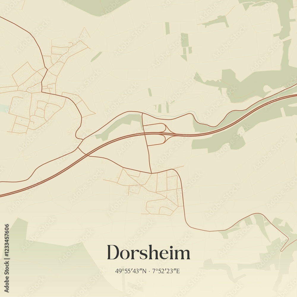 Obraz premium Vintage map of Dorsheim, Germany.