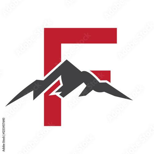 Initial Monogram Letter F Mountain Logo. Explore Mountain Adventure Symbol