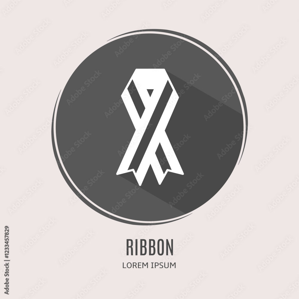 Symbol ribbon logo. Illustration of ribbon in flat. Stock vector. Symbol ribbon logo. Illustration of ribbon in flat. Stock vector.