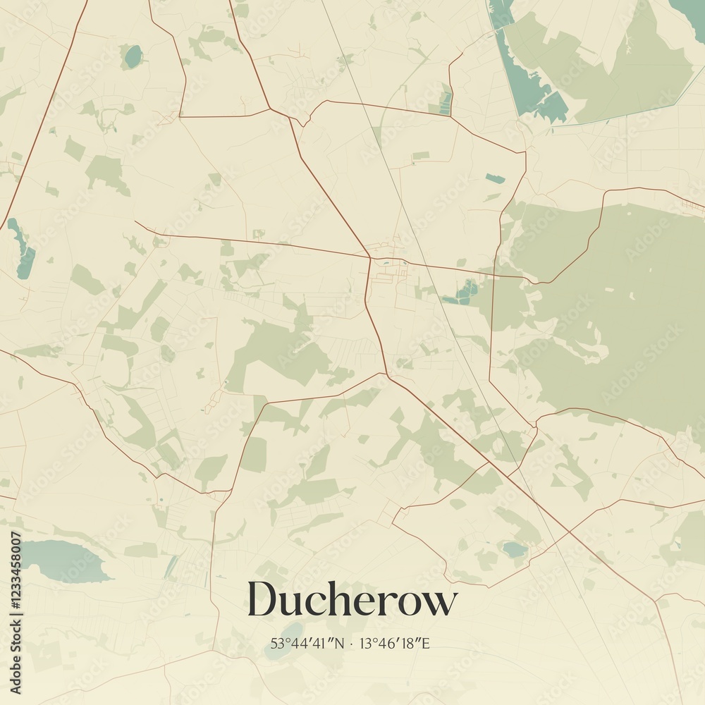 Obraz premium Vintage map of Ducherow, Germany.