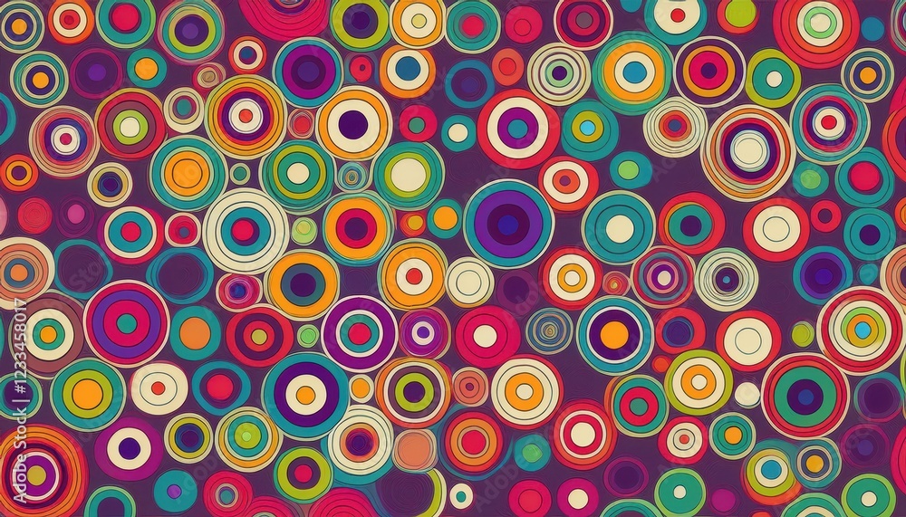 Vibrant Retro Seamless Pattern A Nostalgic Mosaic of Colors and Circles, Creating a Bold and Playful Canvas for Artistic Expression, Perfect for Graphics, Web Design or Wall Art. Vibrant Retro Seamless Pattern A Nostalgic Mosaic of Colors and Circles, Creating a Bold and Playful Canvas for Artistic Expression, Perfect for Graphics, Web Design or Wall Art.