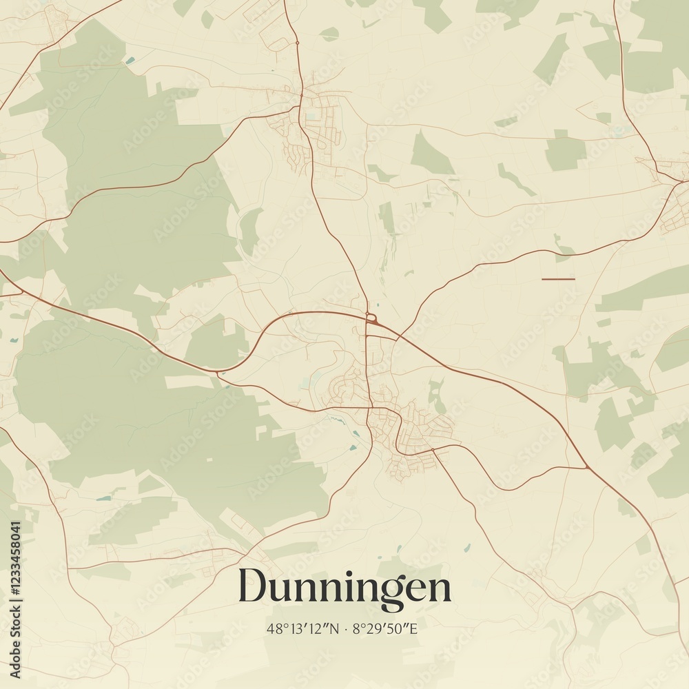 Fototapeta premium Vintage map of Dunningen, Germany.