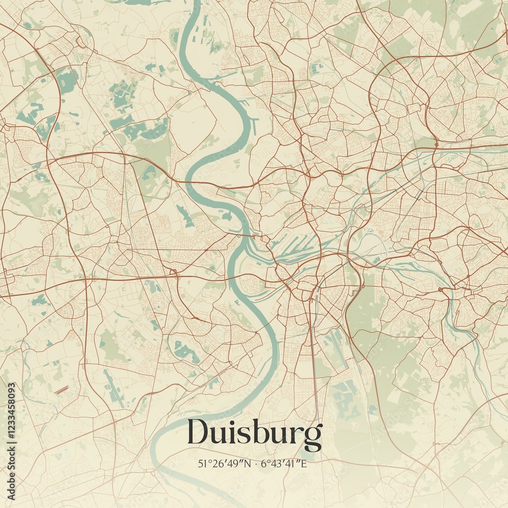 Naklejka premium Vintage map of Duisburg, Germany.