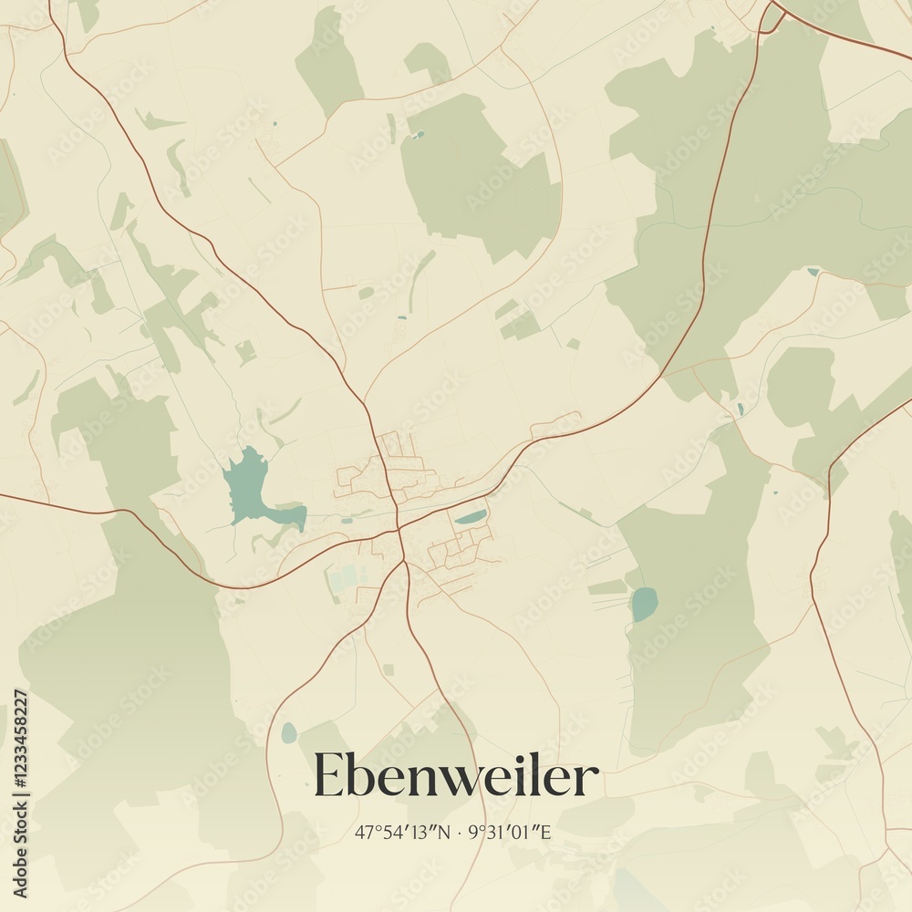 Fototapeta premium Vintage map of Ebenweiler, Germany.