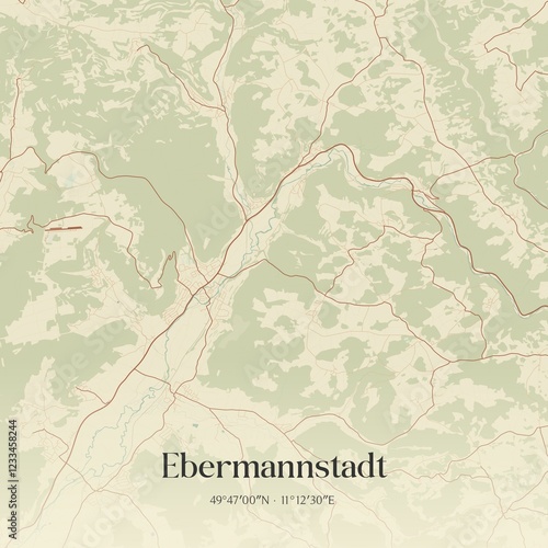 Vintage map of Ebermannstadt, Germany. photo