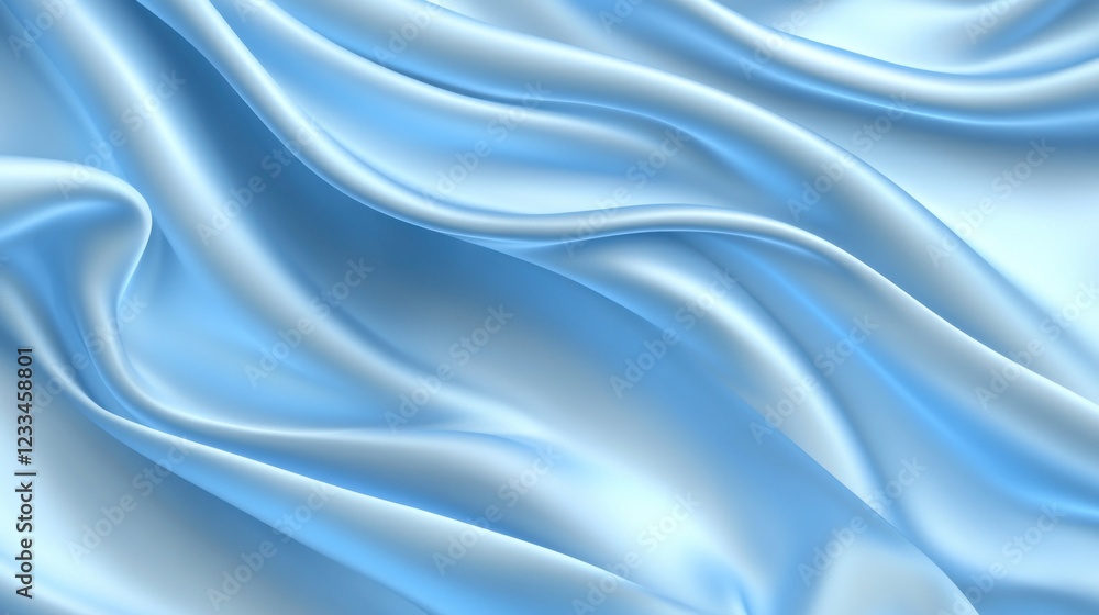 Smooth, flowing light blue silk fabric with elegant drapes and soft folds. Smooth, flowing light blue silk fabric with elegant drapes and soft folds.